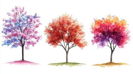 Obraz premium Spring Blossom Tree Blooming Plants Side View for Landscape Elevation and Section - Eco Environment Concept