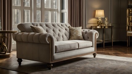 Fototapeta premium Large open concept living room with multiple expansive windows with view to garden landscaping comfortable furniture tv recliner electric fireplace hardwood floor white interior houseplant area rug