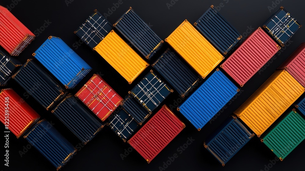 Poster shipping containers in abstract: a vibrant and captivating abstract pattern formed by shipping conta