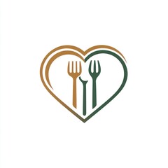Loving food Two forks in heart shape. Restaurant logo design