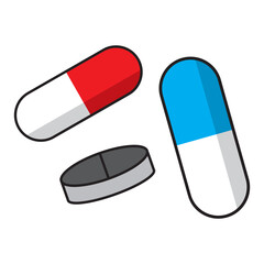 pill icon set. medicament and pharmaceutical symbol. medical design element