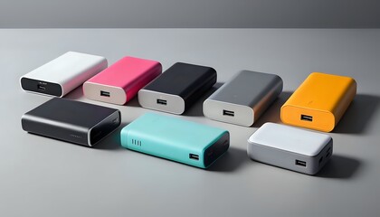 Sleek Colorful Portable Power Banks: A Modern Minimalist Product Display