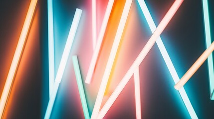 Abstract glowing neon tubes forming dynamic patterns with a vibrant color palette and modern feel