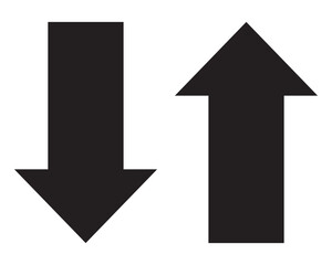 Money arrow up and down icon set. Price change symbol. Increase and decrease arrow with dollar sign. Cash currency rate. Stock graph. Income and loss vector illustration. Red and green money arrow set