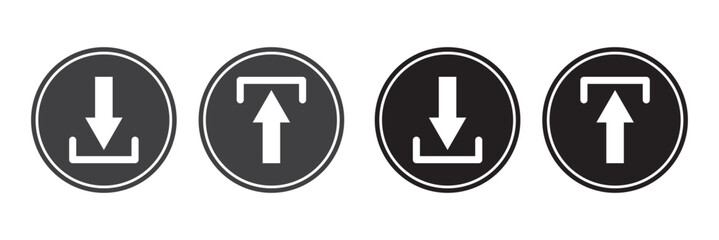 Up and down arrow icon in rounded corner. Upward and downward sign symbol