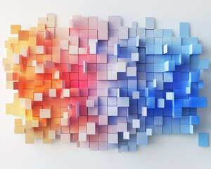 Gradient color blocks create vibrant abstract artwork with depth and dimension