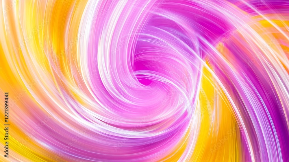 Poster abstract swirl with bright colors of pink white and yellow creating a sense of flow and movement
