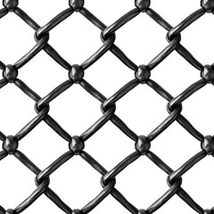 Fototapeta premium Chain Link Fence with Realistic Wire Mesh Pattern Isolated on Transparent Background