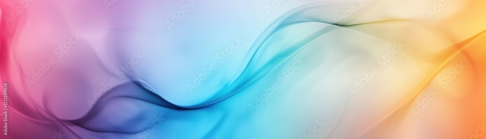 Poster a vibrant abstract background featuring flowing waves of color-pink, blue, and yellow-creating a ser