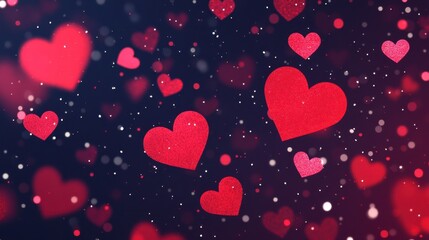 Flying hearts against a dark backdrop celebrate love and romance, perfect for Valentine's Day.