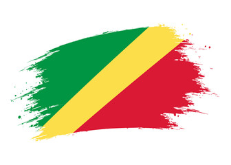 Obraz premium Congo flag png. Isolated grunge brush stroke flag of Congo illustration transparent png