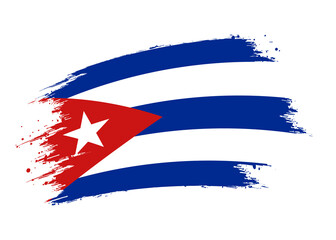 Cuba flag png. Isolated grunge brush stroke flag of Cuba illustration transparent png