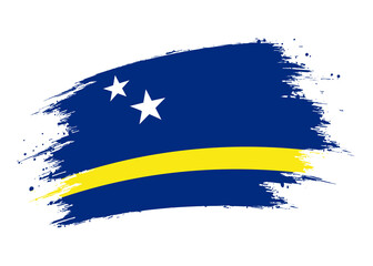 Curacao flag png. Isolated grunge brush stroke flag of Curacao illustration transparent png