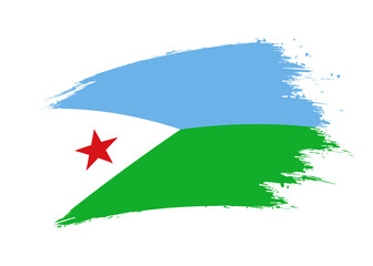 Djibouti flag png. Isolated grunge brush stroke flag of Djibouti illustration transparent png