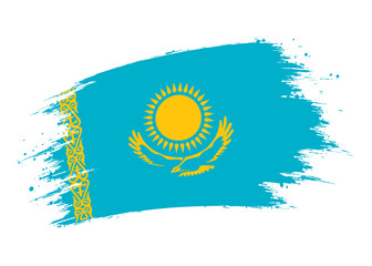 Kazakhstan flag png. Isolated grunge brush stroke flag of Kazakhstan illustration transparent png