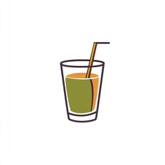 Simple illustration of a glass of juice with a straw.  Suitable for food, drink, or beverage illustrations