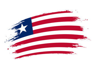 Liberia flag png. Isolated grunge brush stroke flag of Liberia illustration transparent png