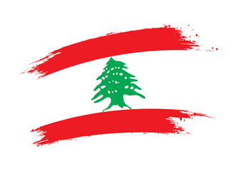 Lebanon flag png. Isolated grunge brush stroke flag of Lebanon illustration transparent png