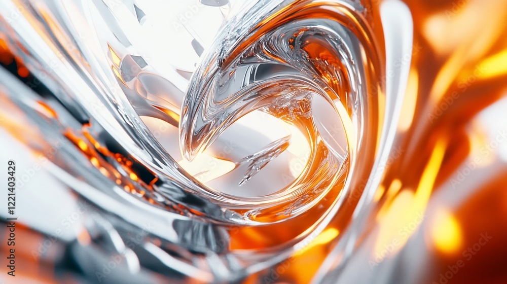 Aufkleber abstract swirling silver and orange translucent shapes with light effects create a dynamic pattern