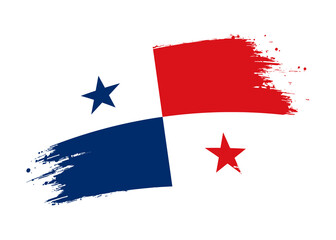 Panama flag png. Isolated grunge brush stroke flag of Panama illustration transparent png