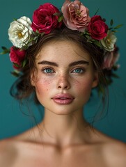 portrait of a woman with flowers