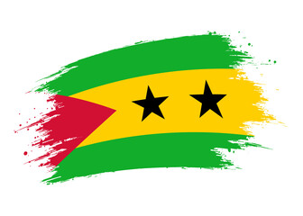 Sao Tome and Principe flag png. Isolated grunge brush stroke flag of Sao Tome and Principe illustration transparent png