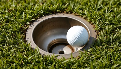 Golf Ball Near the Hole on a Golf Course