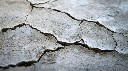Obraz premium Close-up of cracked, dry earth. Texture of arid land. Harsh, desolate landscape.