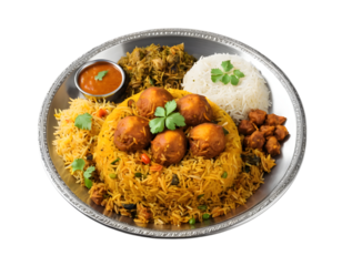Delicious Indian Biryani Platter with Accompaniments