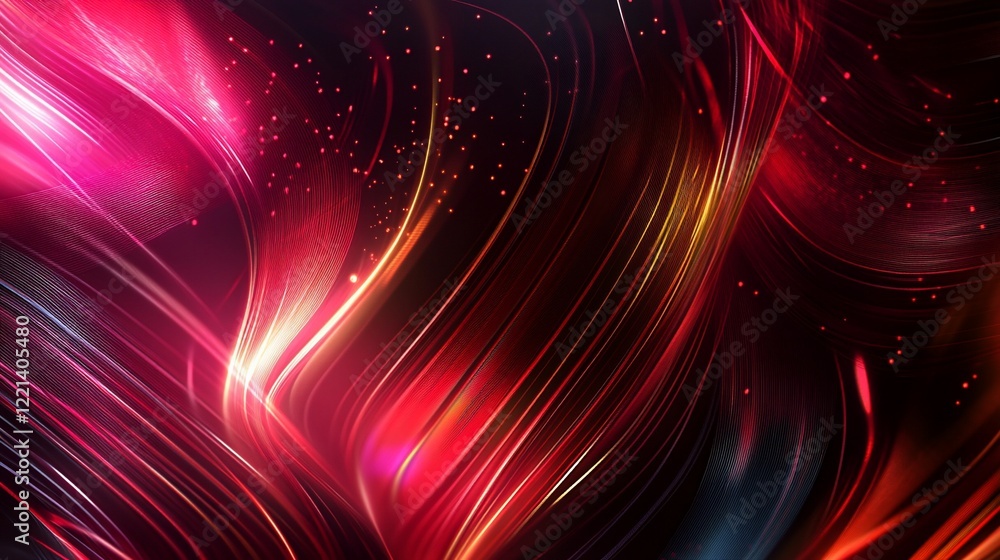 Poster abstract glowing lines in red, pink, and gold create a modern, dynamic background suitable for desig