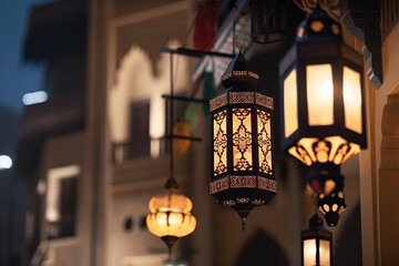 Elegant Arabic Lanterns at Night