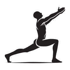 Yoga-inspired silhouette of a person stretching gently - stretching person silhouette - stretching person vector - stretching person illustration - stretch silhouette - stretching vector

