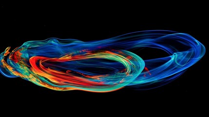 Abstract colorful flowing lines with a dark background forming a dynamic composition