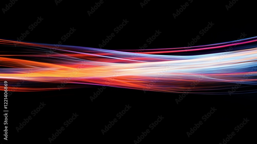 Poster abstract wavy lines in vibrant colors on a black background create dynamic flow