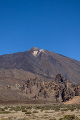 Desert landscape, arid in spain in the Teide national park on the island of Santa Cruz de Tenerife. Concept: Desert, tourism, desert, travel.