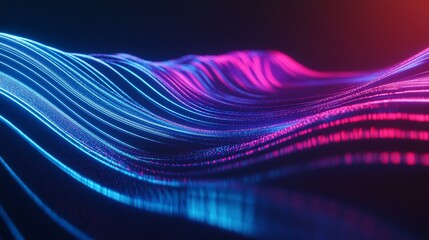 Abstract blue and pink wave lines creating a digital flowing motion background