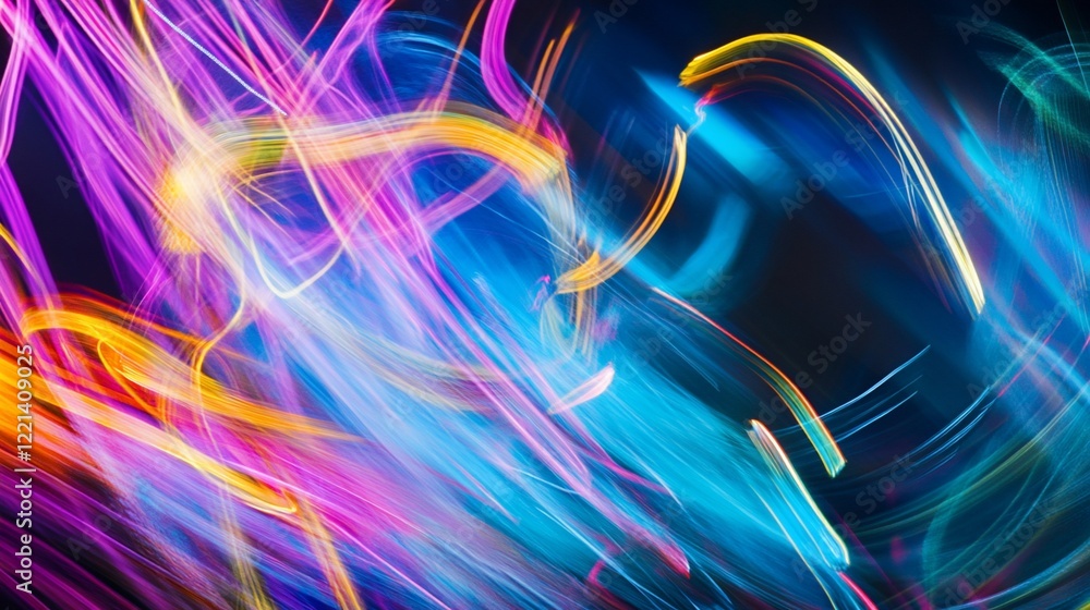 Poster abstract light trails of vibrant colors creating a dynamic and energetic visual effect