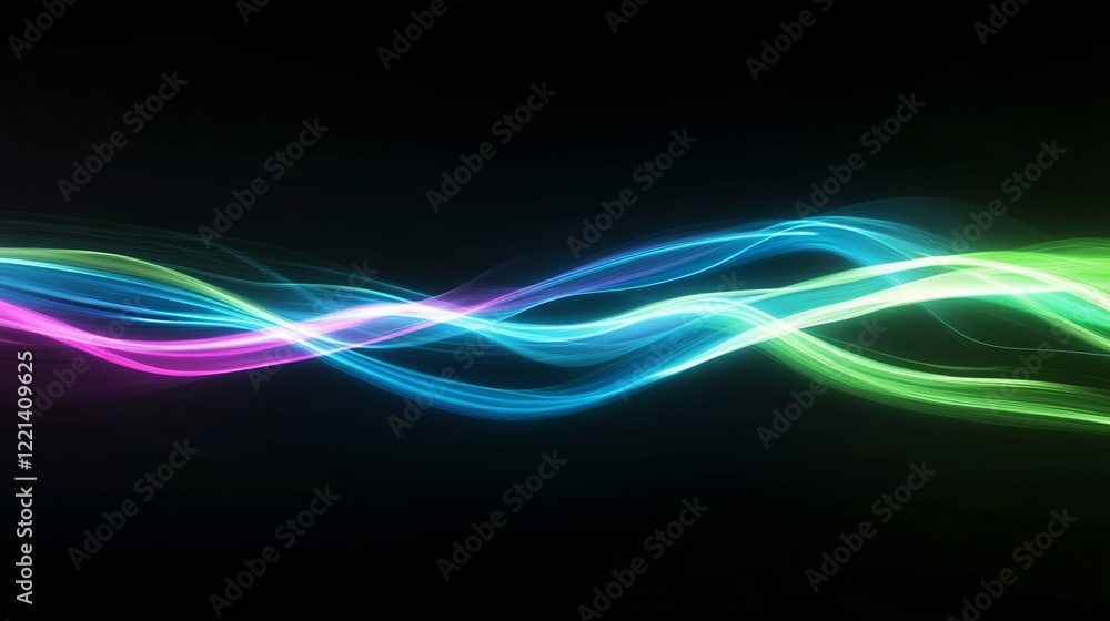 Poster abstract flowing wave design with vibrant colors on a black background for design element