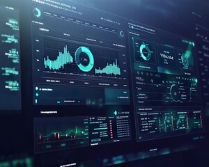 A digital interface displaying real-time financial transactions, investment tracking, and market analytics on a sleek dashboard.