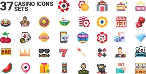 Casino set of icons