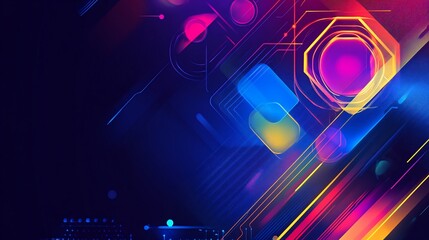 Abstract geometric background with vibrant colors and shapes creates a modern digital design