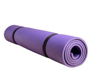 Rolled-Up Yoga Mat with Strap, Isolated on Transparent Background, Perfect for Fitness, Wellness, and Exercise Content