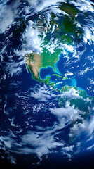 Beautiful Satellite View of Earth Highlighting North and South America with Cloud Patterns