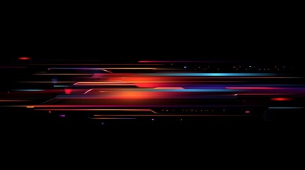 Abstract colorful geometric lines moving rapidly with black background motion blur effect
