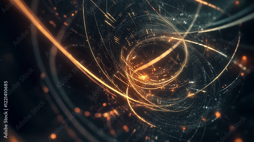 Poster abstract digital lines and dots background with dark gradient and light effect