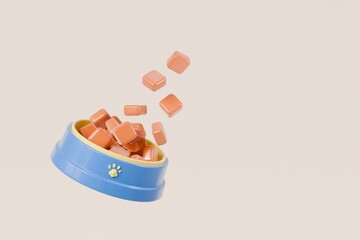 3d Pet bowl icon. Dog and Cat concept. Pet owner concept. Pet food healthy and nutritious. Minimal Cartoon Empty pet bowl for pet food icon Isolated on transparent background. PNG. 3d render.