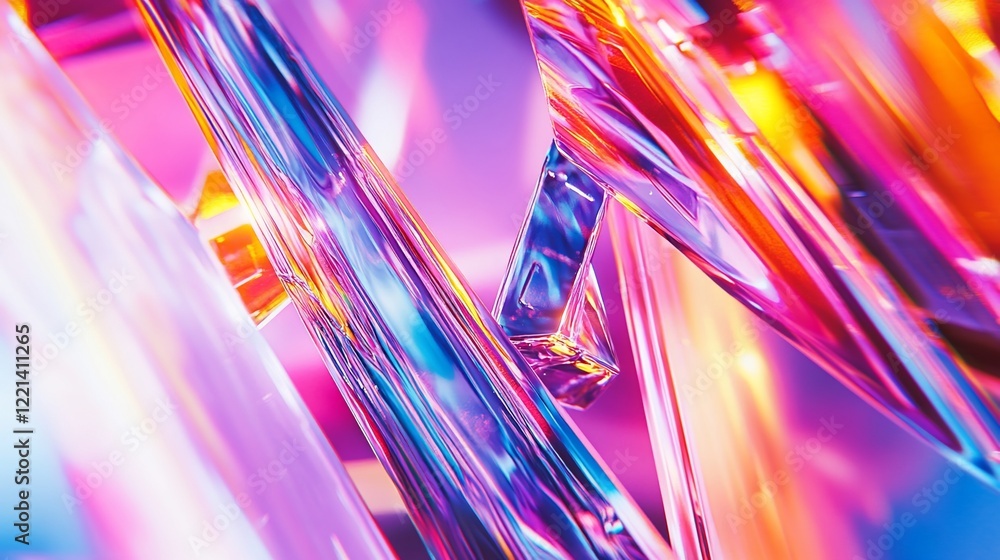 Poster abstract vibrant prism-like structures with color gradients and dynamic lighting