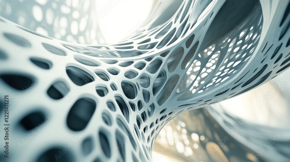 Poster abstract 3d render: a captivating network of intertwined, organic forms in a modern style, displayin