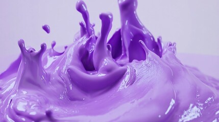 Dynamic Splatter of Vibrant Purple Liquid Creating Abstract Forms and Movement