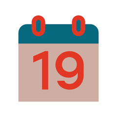 Calendar icon date 19 vector illustration.